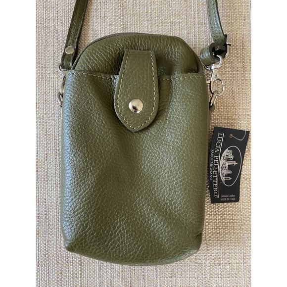 LUCIA PELLETTERIE SAN GIMIGNANO Across body Italian Leather bag Olive green - Picture 1 of 7